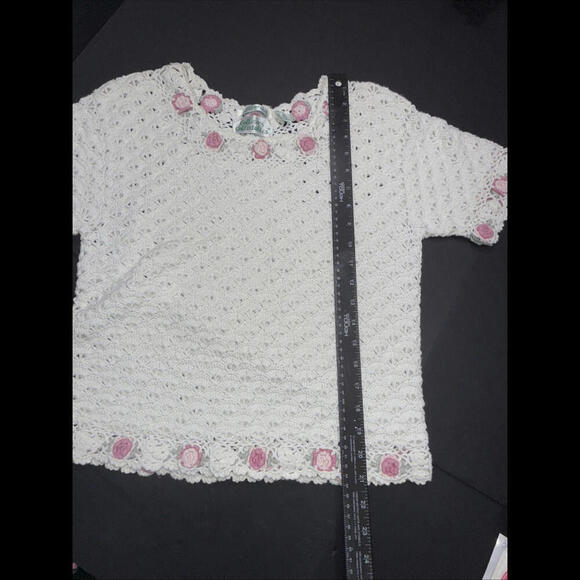 Coleen’s Collectibles Hand Knitted Y2K Vintage Rose Floral Blouse Small - Picture 13 of 15